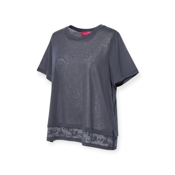 new me.n.u ☺︎︎ Heart Eye Skull Burnout T Tee Shirt ☺︎ Slate Blue ☺︎ Small 5 6 6X - Picture 1 of 16